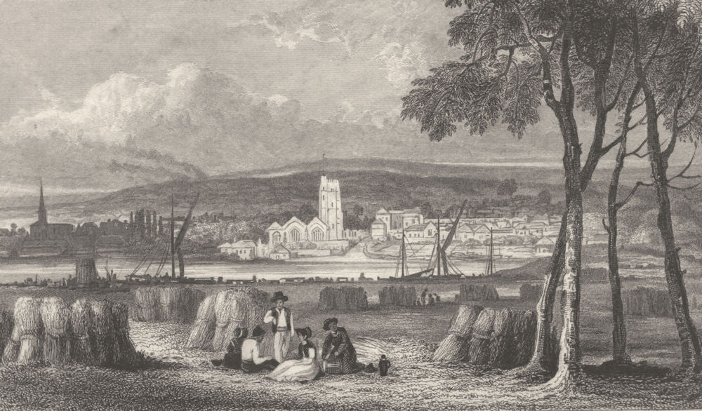KENT. Maidstone from a field Adjoining the London Road Kent 1828 old print